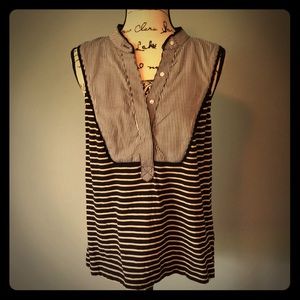 Anthropologie Little Yellow Button Sleeveless Top